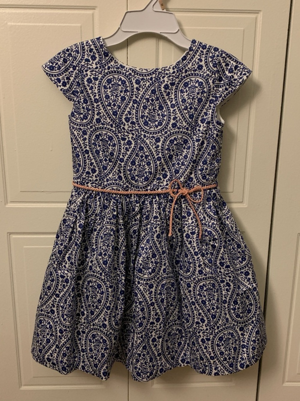 Carter's Blue Paisley Dress with Coral Waist Tie NWOT